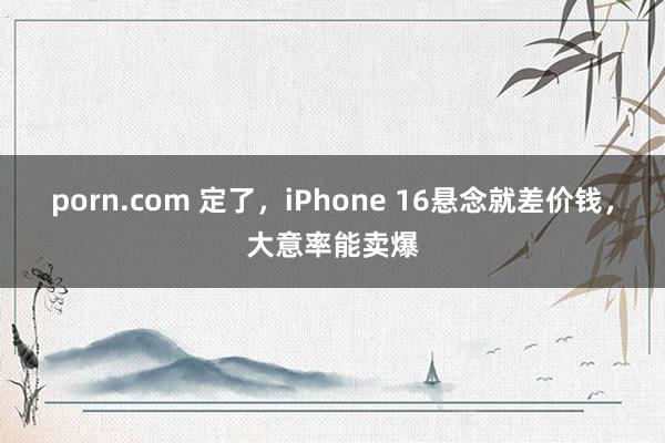 porn.com 定了，iPhone 16悬念就差价钱，大意率能卖爆