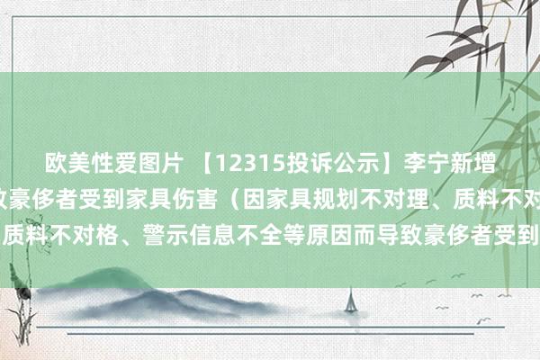 欧美性爱图片 【12315投诉公示】李宁新增5件投诉公示，波及导致豪侈者受到家具伤害（因家具规划不对理、质料不对格、警示信息不全等原因而导致豪侈者受到家具伤害）问题等