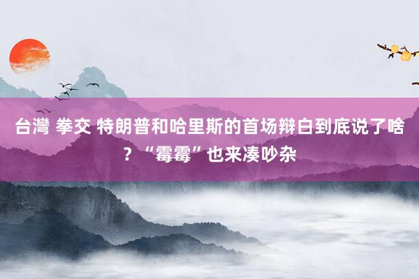 台灣 拳交 特朗普和哈里斯的首场辩白到底说了啥？“霉霉”也来凑吵杂