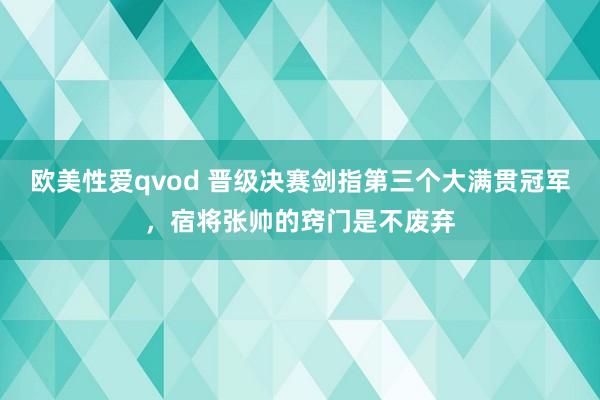 欧美性爱qvod 晋级决赛剑指第三个大满贯冠军，宿将张帅的窍门是不废弃