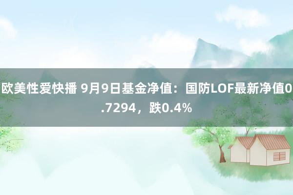 欧美性爱快播 9月9日基金净值：国防LOF最新净值0.7294，跌0.4%