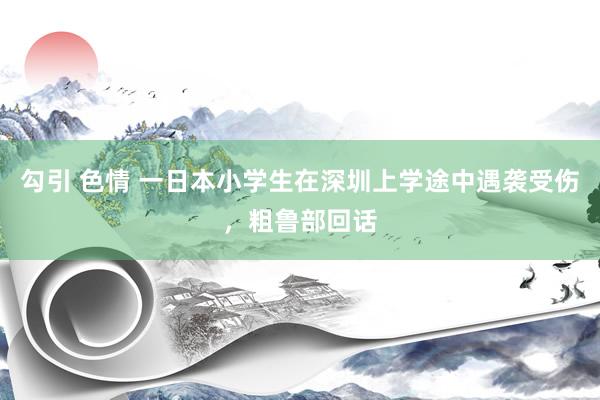 勾引 色情 一日本小学生在深圳上学途中遇袭受伤，粗鲁部回话