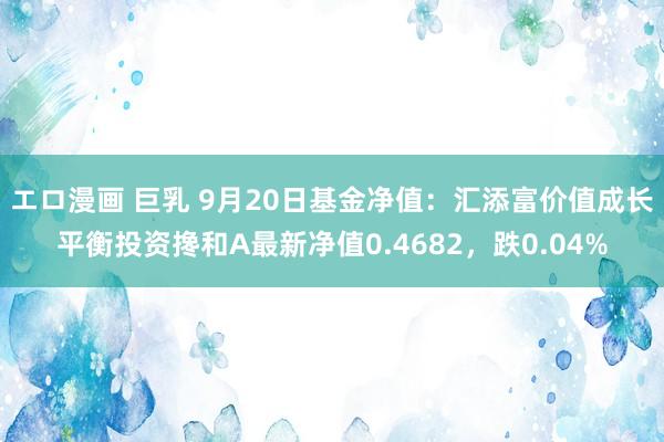 エロ漫画 巨乳 9月20日基金净值：汇添富价值成长平衡投资搀和A最新净值0.4682，跌0.04%