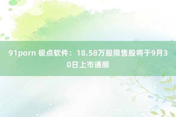 91porn 极点软件：18.58万股限售股将于9月30日上市通顺