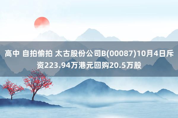 高中 自拍偷拍 太古股份公司B(00087)10月4日斥资223.94万港元回购20.5万股