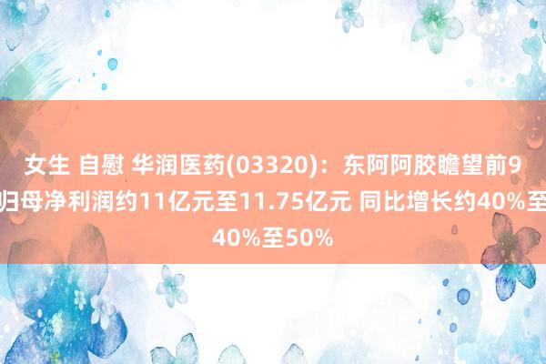 女生 自慰 华润医药(03320)：东阿阿胶瞻望前9个月归母净利润约11亿元至11.75亿元 同比增长约40%至50%