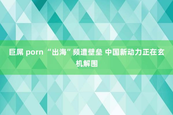 巨屌 porn “出海”频遭壁垒 中国新动力正在玄机解围