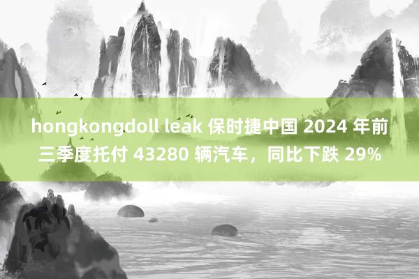 hongkongdoll leak 保时捷中国 2024 年前三季度托付 43280 辆汽车，同比下跌 29%