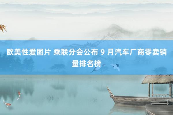 欧美性爱图片 乘联分会公布 9 月汽车厂商零卖销量排名榜