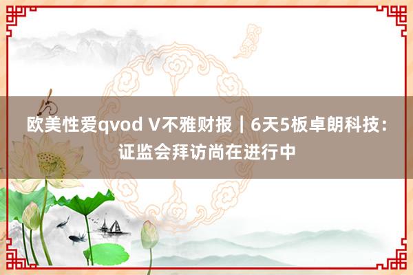 欧美性爱qvod V不雅财报｜6天5板卓朗科技：证监会拜访尚在进行中