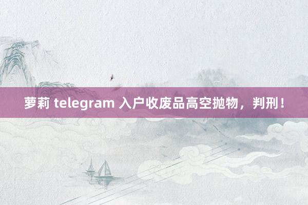 萝莉 telegram 入户收废品高空抛物，判刑！