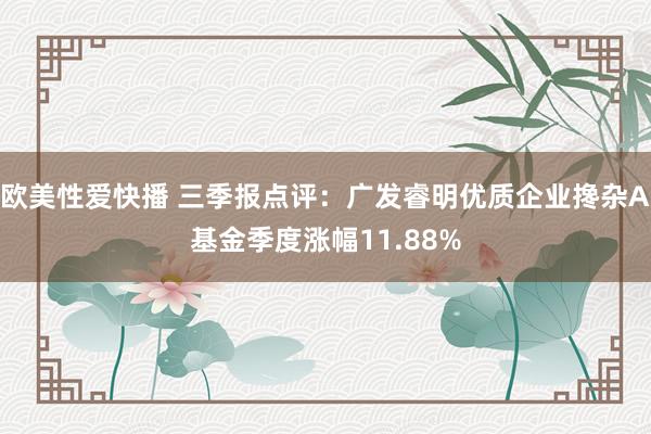 欧美性爱快播 三季报点评：广发睿明优质企业搀杂A基金季度涨幅11.88%