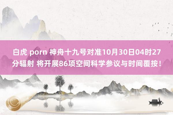 白虎 porn 神舟十九号对准10月30日04时27分辐射 将开展86项空间科学参议与时间覆按！