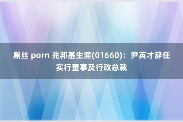 黑丝 porn 兆邦基生涯(01660)：尹英才辞任实行董事及行政总裁