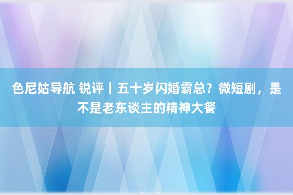 色尼姑导航 锐评丨五十岁闪婚霸总？微短剧，是不是老东谈主的精神大餐