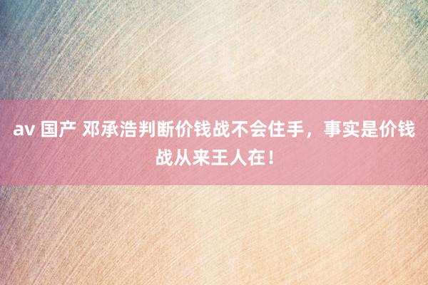 av 国产 邓承浩判断价钱战不会住手，事实是价钱战从来王人在！