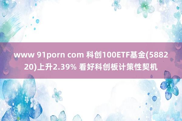 www 91porn com 科创100ETF基金(588220)上升2.39% 看好科创板计策性契机