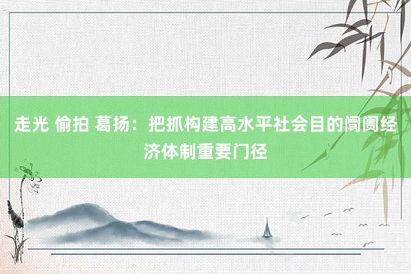 走光 偷拍 葛扬：把抓构建高水平社会目的阛阓经济体制重要门径