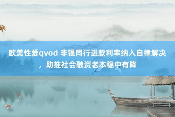 欧美性爱qvod 非银同行进款利率纳入自律解决，助推社会融资老本稳中有降