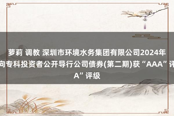 萝莉 调教 深圳市环境水务集团有限公司2024年面向专科投资者公开导行公司债券(第二期)获“AAA”评级