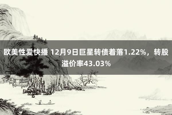 欧美性爱快播 12月9日巨星转债着落1.22%，转股溢价率43.03%