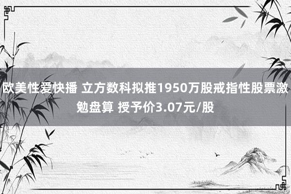 欧美性爱快播 立方数科拟推1950万股戒指性股票激勉盘算 授予价3.07元/股