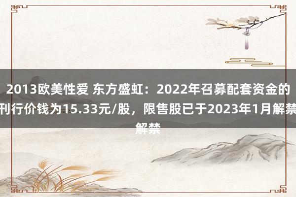 2013欧美性爱 东方盛虹：2022年召募配套资金的刊行价钱为15.33元/股，限售股已于2023年1月解禁