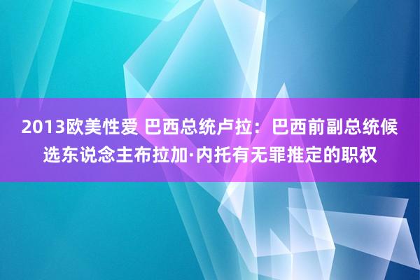 2013欧美性爱 巴西总统卢拉：巴西前副总统候选东说念主布拉加·内托有无罪推定的职权