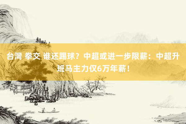 台灣 拳交 谁还踢球？中超或进一步限薪：中超升班马主力仅6万年薪！