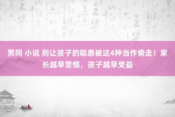 男同 小说 别让孩子的聪惠被这4种当作偷走！家长越早警惕，孩子越早受益