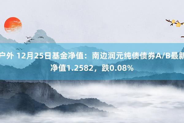 户外 12月25日基金净值：南边润元纯债债券A/B最新净值1.2582，跌0.08%