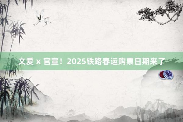 文爱 x 官宣！2025铁路春运购票日期来了