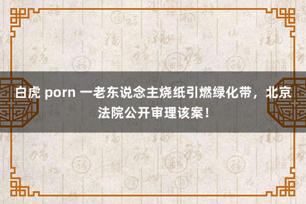 白虎 porn 一老东说念主烧纸引燃绿化带，北京法院公开审理该案！