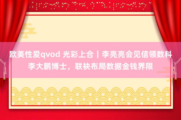 欧美性爱qvod 光彩上合｜李亮亮会见信领数科李大鹏博士，联袂布局数据金钱界限