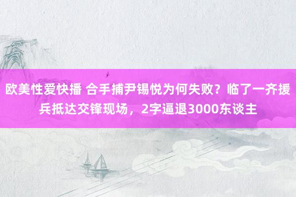 欧美性爱快播 合手捕尹锡悦为何失败？临了一齐援兵抵达交锋现场，2字逼退3000东谈主