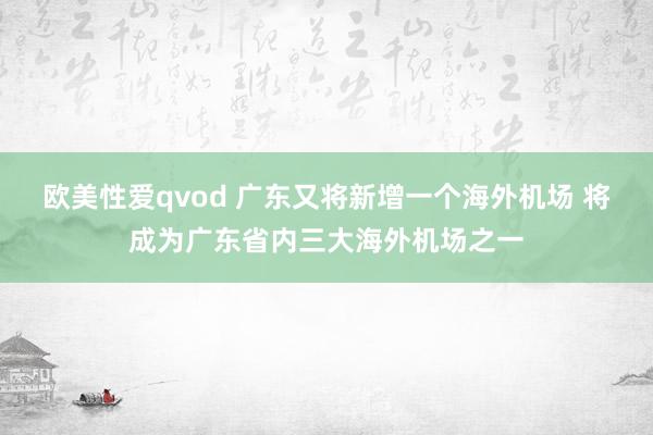 欧美性爱qvod 广东又将新增一个海外机场 将成为广东省内三大海外机场之一