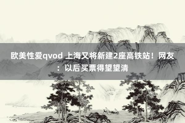 欧美性爱qvod 上海又将新建2座高铁站！网友：以后买票得望望清