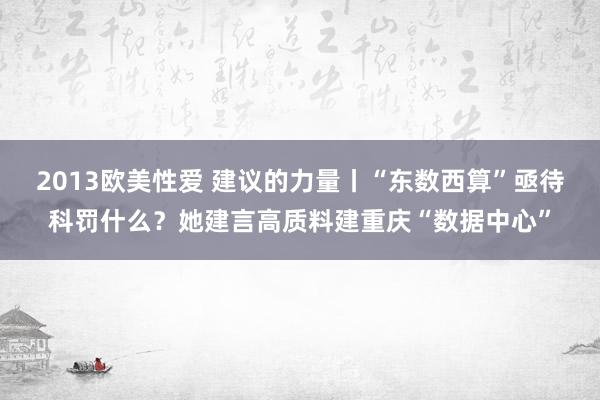 2013欧美性爱 建议的力量丨“东数西算”亟待科罚什么？她建言高质料建重庆“数据中心”