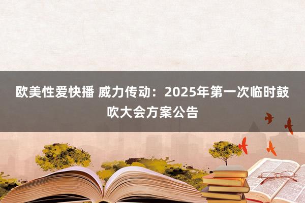 欧美性爱快播 威力传动：2025年第一次临时鼓吹大会方案公告